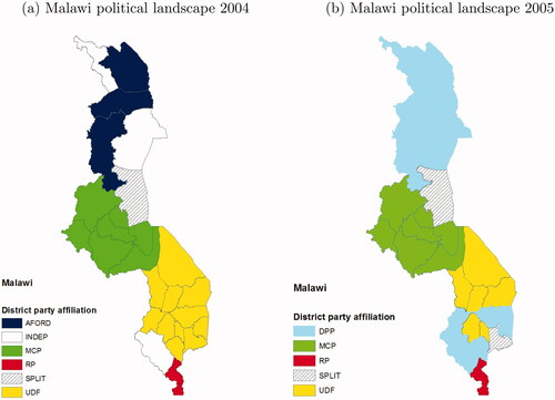 Figure 7. Map of political change in Malawi between 2004 and 2005