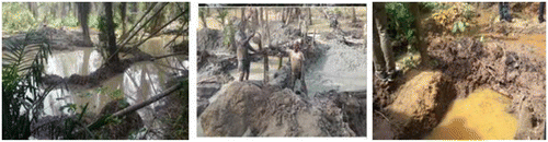 Figure 2. Examples of water-filled depressions that were created during gold search in Itagunmodi, Southwest Nigeria.