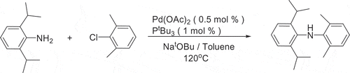 Scheme 5. Palladium-catalyzed synthesis of diaryl amines.