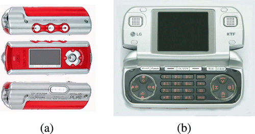 Figure 11. 2D screen prototypes: (a) MP3 player and (b) game phone.
