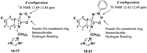 Figure 2. Z-configured synthesized oximes 14–17 and hydrazones 18–21.