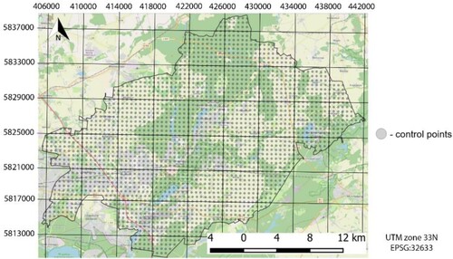 Figure 4. Grid of control points generated for the DE area.