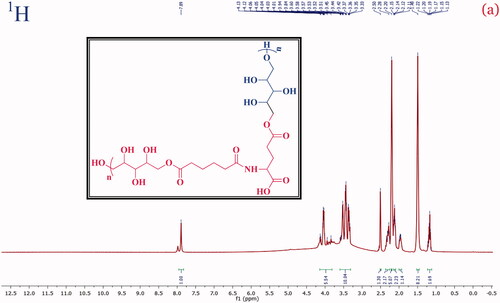 Figure 2. The 1H (proton) NMR spectrum of the PXAG copolymer.