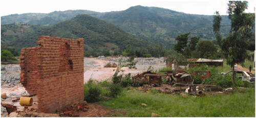 Figure 3. ‘I took this picture because I still cannot comprehend what happened here. Here is where I lived and did subsistence farming. My crops were destroyed and what remains is this flowing river to remind me of the water that we cried for. Taichemera n’anga ichadya mai…We wanted rain because our crops were drying and we didn’t want a drought, not knowing the coming of rains will bring us destruction. We were happy when it rained non-stop until the rain started to take our own’. (Female farmer, discussing cyclone impacts in Kopa, photovoice narrative during site visit, 2019).