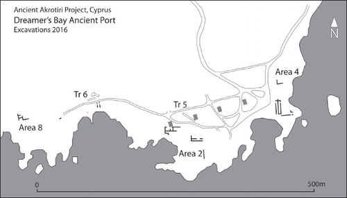 Plan of the shoreline structures.