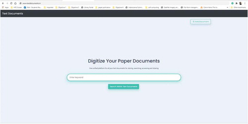 Figure 5. Text documents information retrieval system hosted on www.textdocuments.in