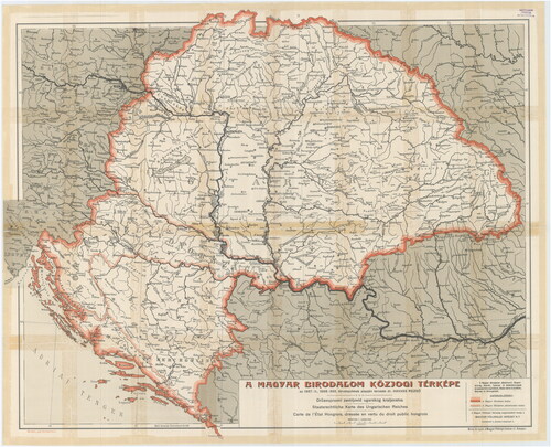 Figure 1. Rezső Havass (Citation1909): A Magyar Birodalom közjogi térképe [Constitutional map of the Hungarian Empire]. Budapest, Hungary: Magyar Földrajzi Intézet Rt. [Hungarian Geographical Institute Plc]. Reprinted with the permission of the Military History Institute and Museum of the Hungarian Ministry of Defense.