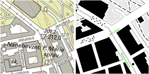 Figure 5. The generalisation of blocks of buildings – inner yards were removed.