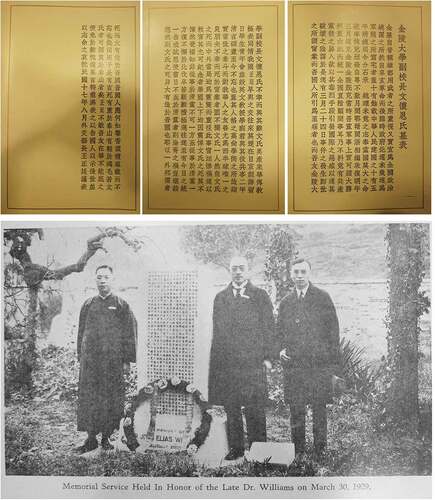 Figure 6. A copy of Williams’ epitaph (top) and a photo of his tomb (bottom).