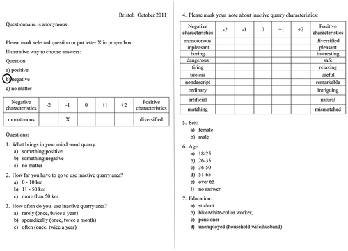 Figure 11. Sample questionnaire.