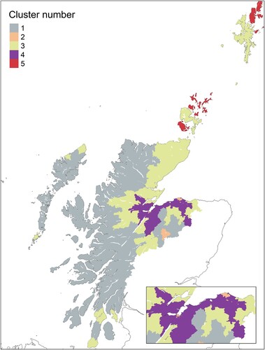 Figure 4. Map: five cluster typology.Source: Spatial data shown: Appendix 1.