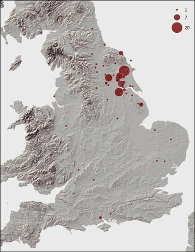 Figure 9. Distribution map of plate-headed pins.