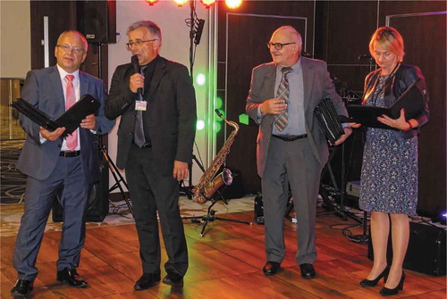 Photo 4. Chairmen of Scientific Committees Wiktor Piecek (CLC) Tomasz Woliński (WLCP), and chairman of Organizing Committee (President of PLCS) Jerzy Zieliński and vice-president of PLCS Monika Marzec.