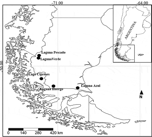 Fig. 1. Map showing geographic location of the sampling sites