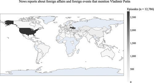 Figure 6. News reports about foreign affairs and foreign events that mention Vladimir Putin.