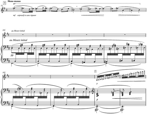 Example 6. Claude Debussy, Violin Sonata. Finale, mm. 101–110.