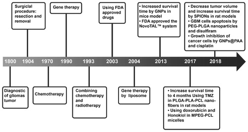 Figure 2. Timeline of glioblastoma; from diagnostic to present.