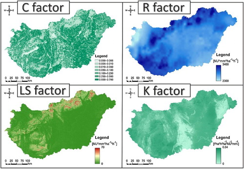 Figure 1. Maps of USLE input factors.