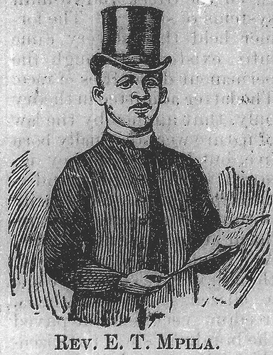 Rev. E. T. Mpila (Advert for Dr Williams Pills), engraving for newspaper, ‘Isihlobo Somkake’, Ilanga Lase Natal, 25 March 1904, p 3