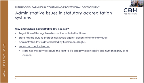 Figure 8. Overview of the role of administrative law in CME/CPD.