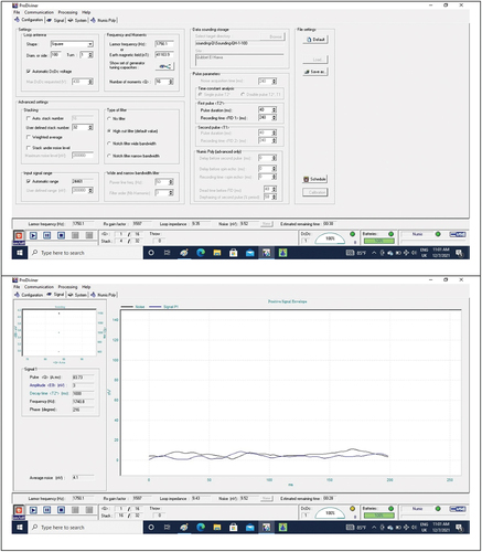 Figure 7. The selected and resultant data acquisition parameters in the Prodiviner software.
