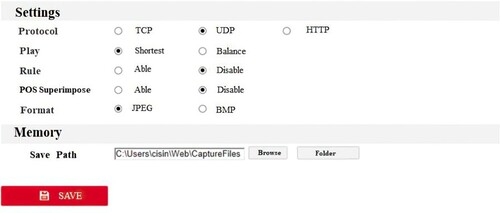 Figure 7. Communication transmission settings.