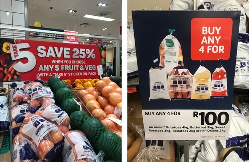 Figure 4. Pictures of FV hampers at Pick n Pay (Source: Author’s own).