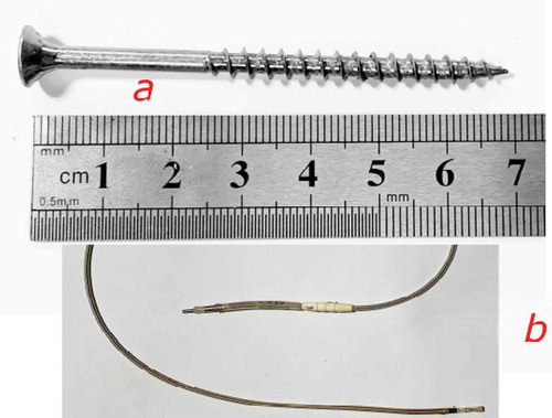 Figure 2. Equipment used for the measurement of the electrical signals (a) a 70 mm screw as an electrode, (b) an earth electrode.