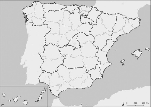 Figure 1. Territorial division of Spain based on autonomous communities and provinces. Source: Own elaboration.