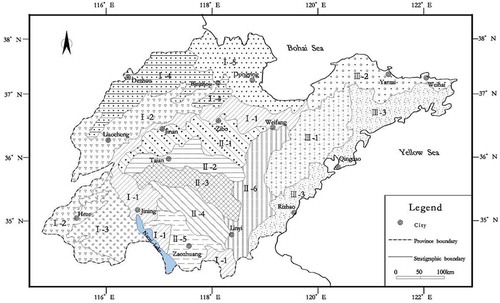 Figure 2. Hydrogeological zoning map of Shandong province