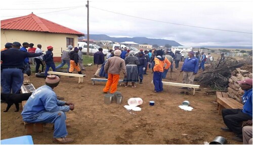 Figure 2. A funeral congregation dispersed by police in April 2020. (Source: Daily Dispatch, 6 April 2020.)