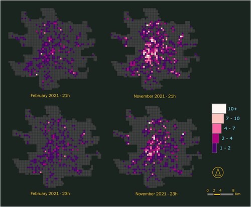 Figure 5. Distribution of bars and restaurants broadcasting live (municipality of Madrid). Source: Prepared by the authors with data from Google Places.