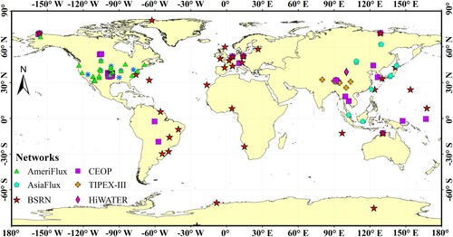 Figure 1. Geographical distribution of the selected ground sites