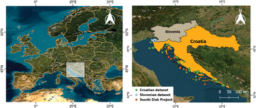 Figure 1. Adriatic Sea and position of the Secchi disk depth measurements used in this study.
