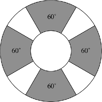 Figure 2. Schematic view of the THAI vessel cross-section at 4 m elevation, condensate trays in grey.