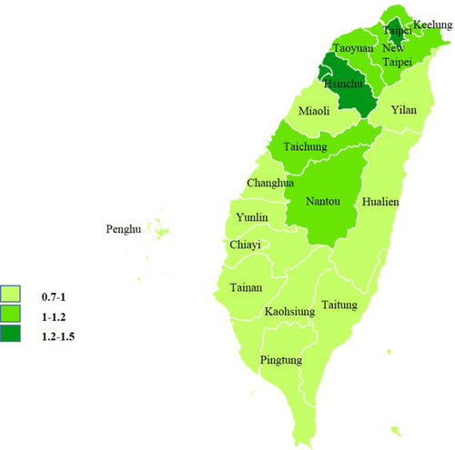Figure 2 Consumption mapping in Taiwan.