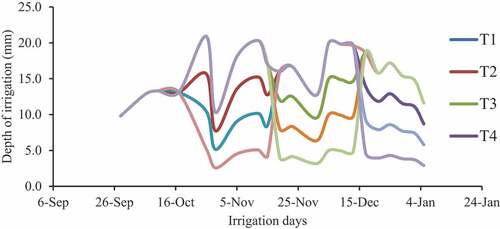 Figure 3. Variation of irrigation water applied at each irrigation level.