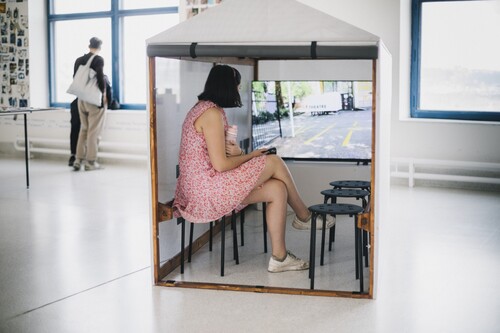 Figure 3. The Drifting Room, by Stephen Bain (New Zealand), in the exhibition space. Photo by Jakub Cervenka; Prague Quadrennial 2023.