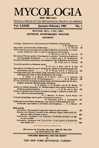 Cover image for Mycologia, Volume 73, Issue 1, 1981