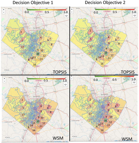 Figure 5. Vulnerability maps based on two decision-making models (WSM and TOPSIS).