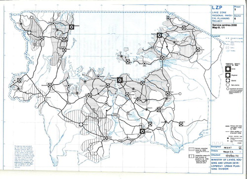 Figure 9. Service Centres 2000. Source: Lake Zone Regional Physical Plan, Main Report III: Urban Land Use.