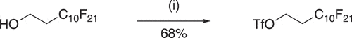 Figure 2. Synthetic procedure to form 1H,1H,2H,-2H-perfluorododecyl trifluoromethanesulfonate. Conditions: (a) triflic anhydride (Tf2O), pyridine (in dioxane/PhCF3), 0 °C, 1 h, N2.