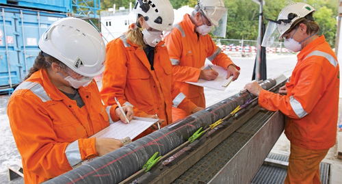 Fig. 7. Initial core documentation at a deep exploratory drill site (photograph courtesy of Comet Photoshopping GmbH).