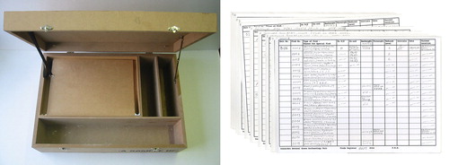 Figure 4a and 4b Home no. 7 (a sample of): the box and the finds register. Source: Ersi Ioannidou.