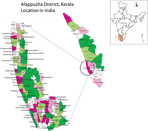 Figure 1. Study area map of Alappuzha district, Kerala.