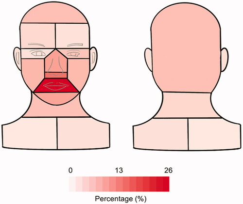 Figure 7. Frequency map of HFNS self-touch contacts.