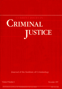 Cover image for Current Issues in Criminal Justice, Volume 9, Issue 2, 1997