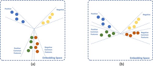 Figure 6. (a): The distribution of common features in 2D space in normal circumstances (b): The distribution of common features generated by IA in 2D space