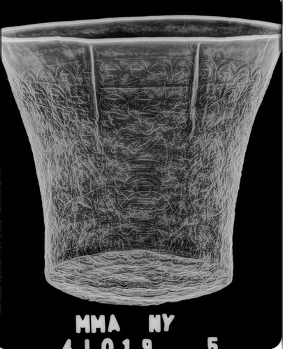 Figure 11. X-ray image of the Medallion Beaker (Denver 2). Image prepared by Caitlin Mahony, The Metropolitan Museum of Art.