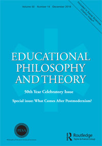 Cover image for Educational Philosophy and Theory, Volume 50, Issue 14, 2018
